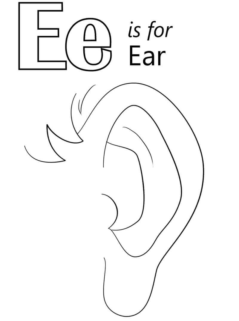 Dibujo de Letra de Oido e para Colorear