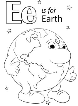 Dibujo de Letra Mundial e para Colorear