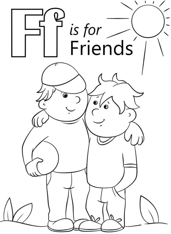 Dibujo de Amigos Letra F para Colorear