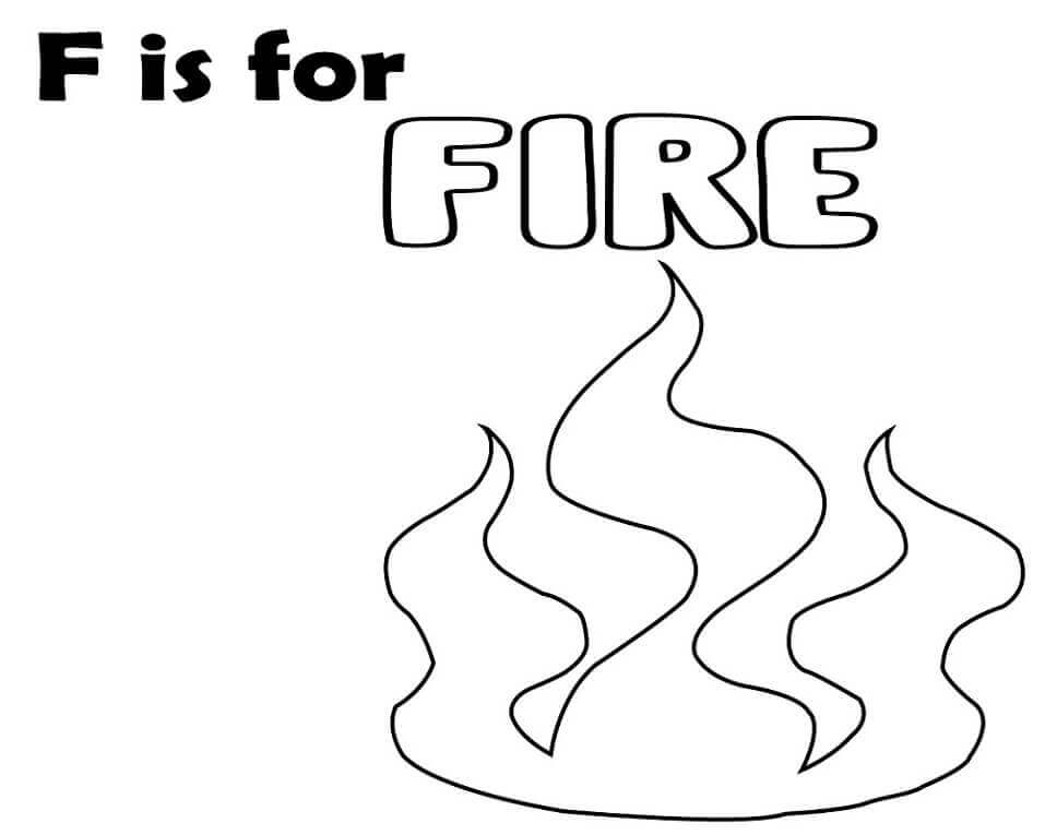 Dibujo de Fuego Letra F para Colorear