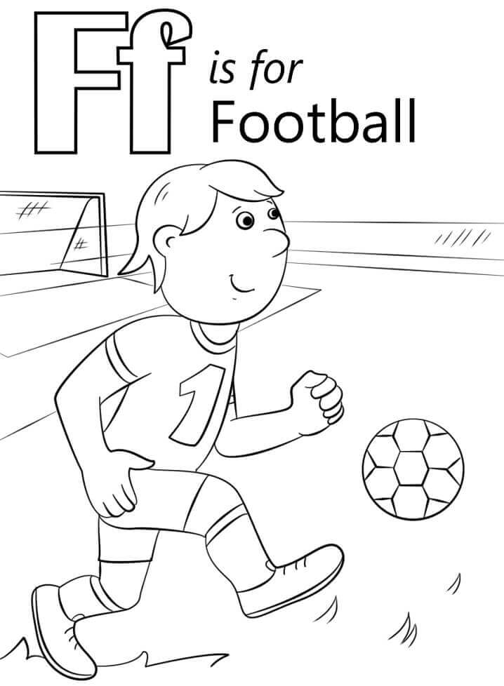 Dibujo de Futbol Letra F para Colorear