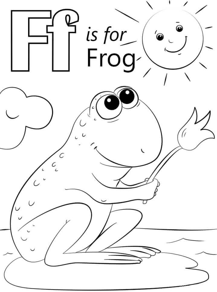 Dibujo de Letra de Rana F para Colorear