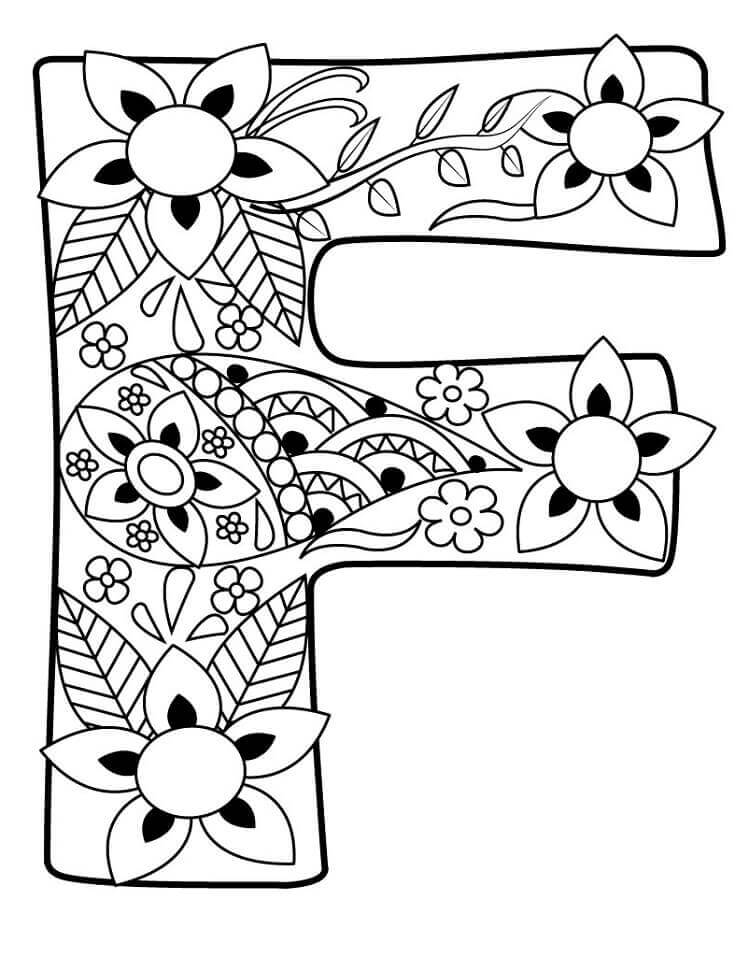 Dibujo de Letra F 2 para Colorear
