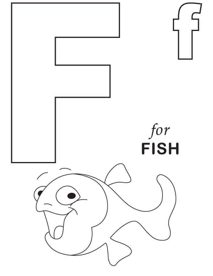 Dibujo de Pez Letra F para Colorear