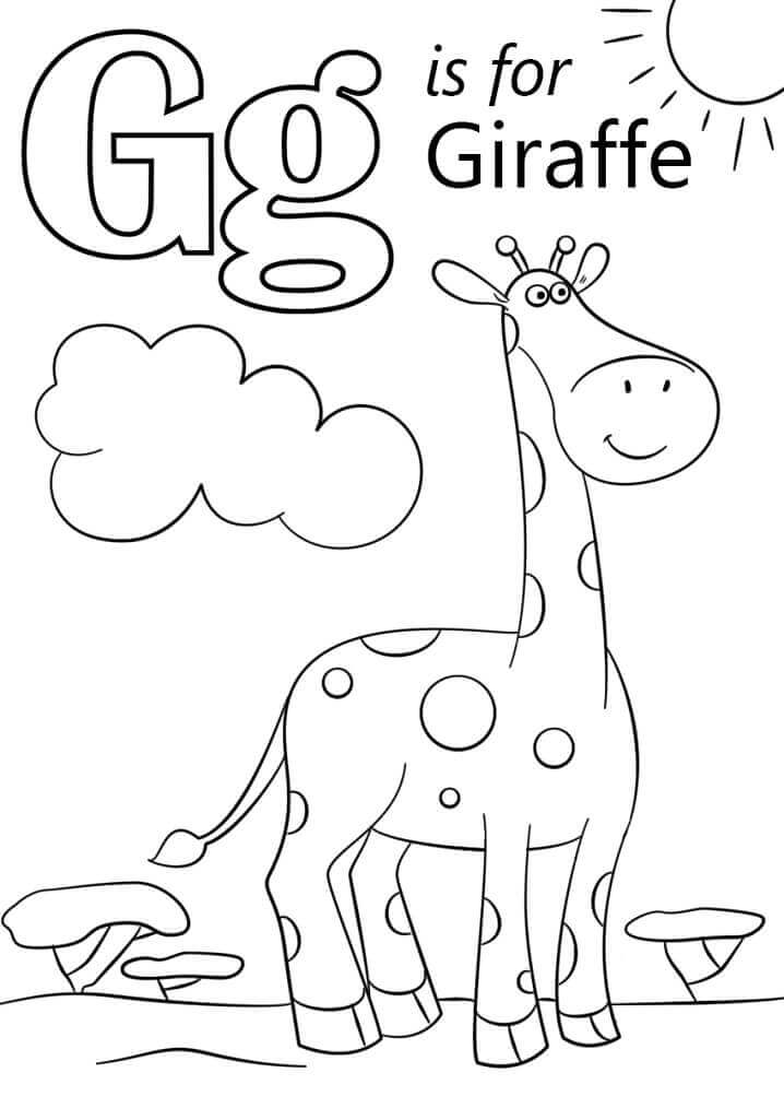 Dibujo de Jirafa Letra G para Colorear