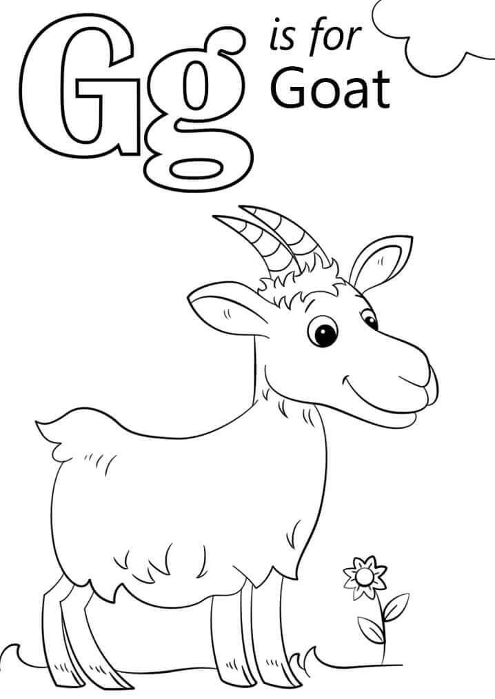 Dibujo de Letra de Cabra G para Colorear