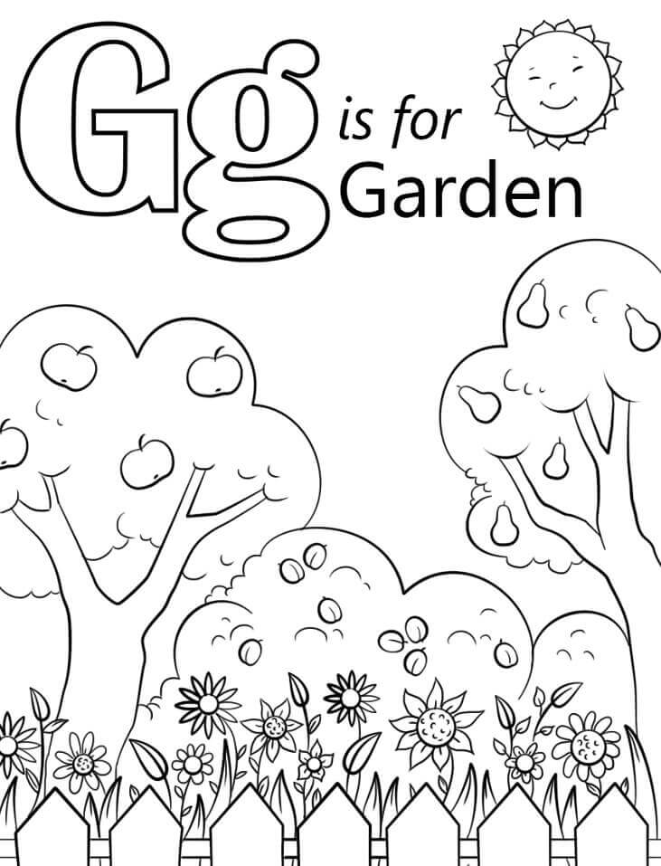 Dibujo de Letra de jardín G para Colorear