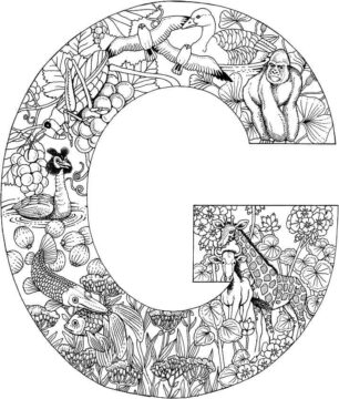 Dibujo de Letra G Animal para Colorear