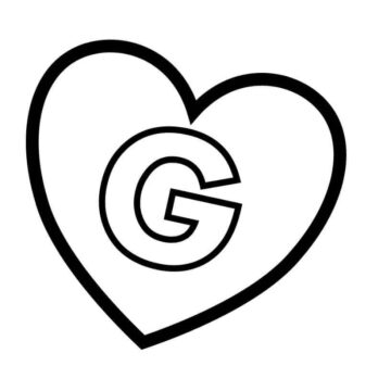 Dibujo de Letra G en corazón para Colorear