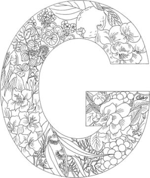 Dibujo de Letra G Flor para Colorear