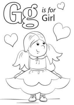 Dibujo de Niña Letra G para Colorear