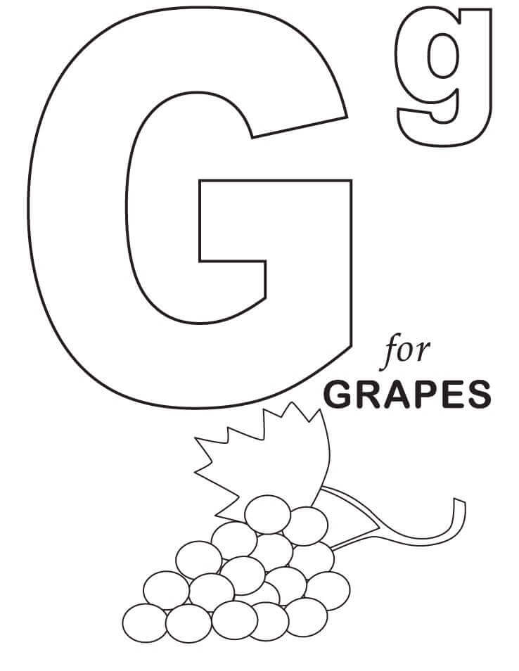 Dibujo de Uvas Letra G para Colorear