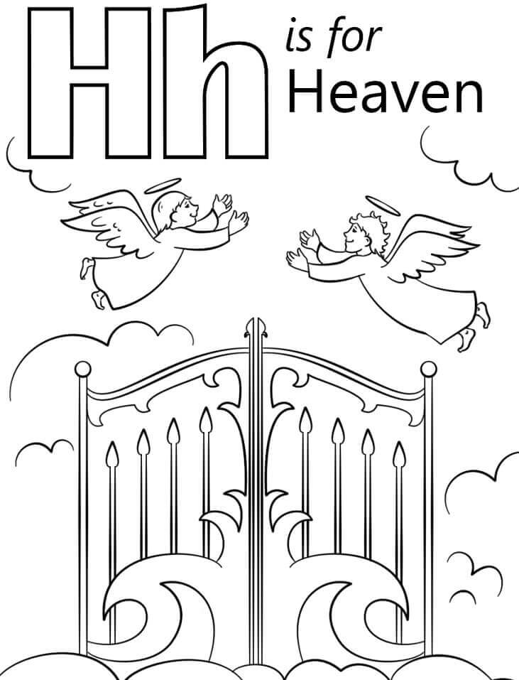 Dibujo de Cielo Letra H para Colorear