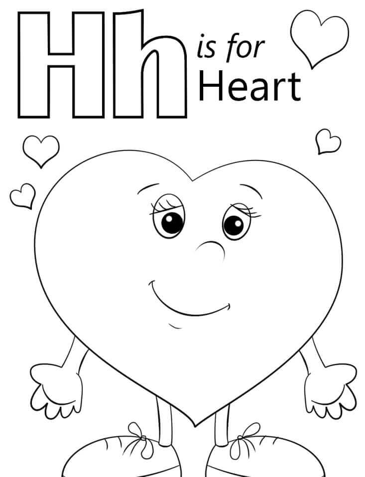 Dibujo de Corazón Letra H para Colorear