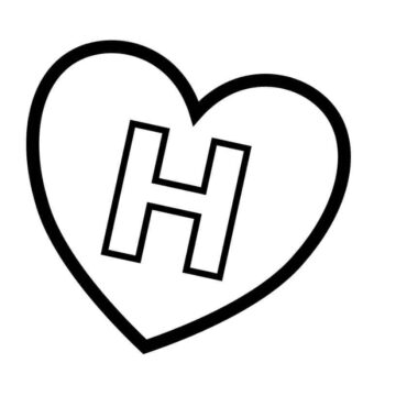 Dibujo de Letra H en corazón para Colorear