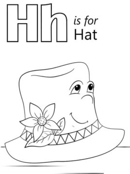 Dibujo de Sombrero Letra H para Colorear