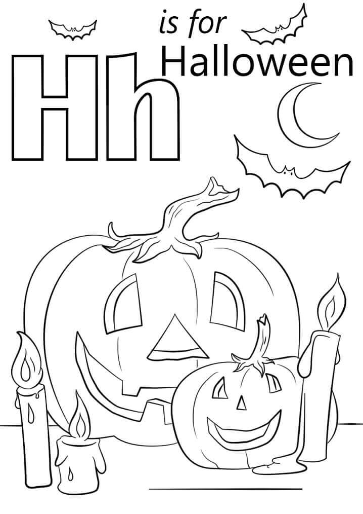 Dibujo de Vispera de Todos los Santos Letra H para Colorear