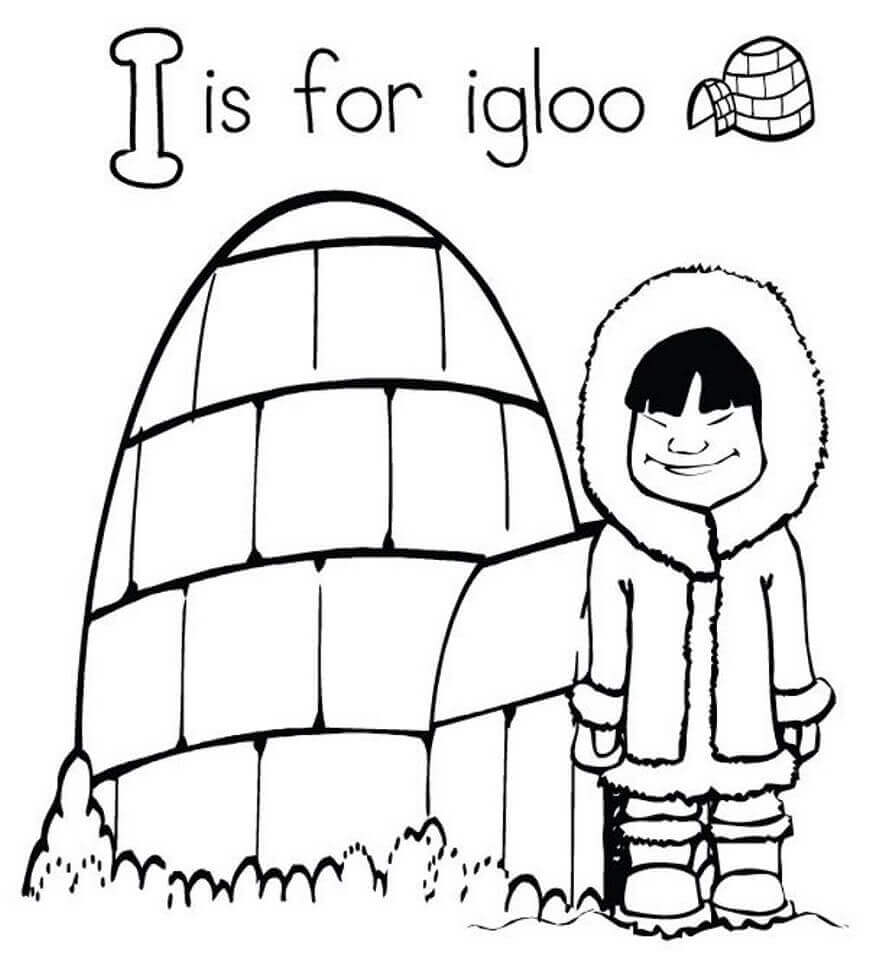 Dibujo de Iglu Letra I 2 para Colorear