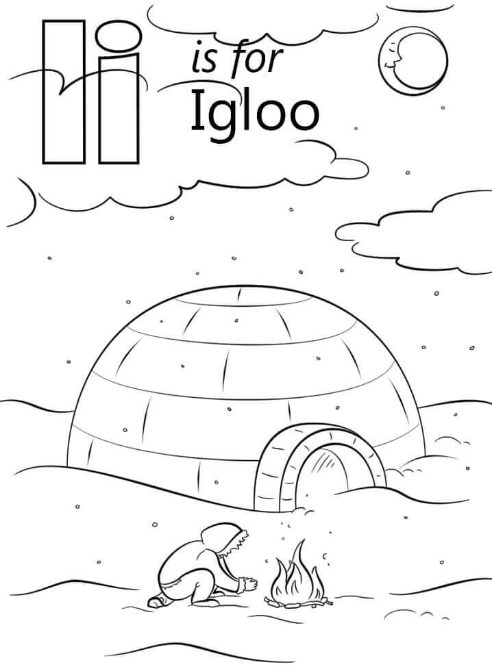 Dibujo de Iglu Letra I para Colorear