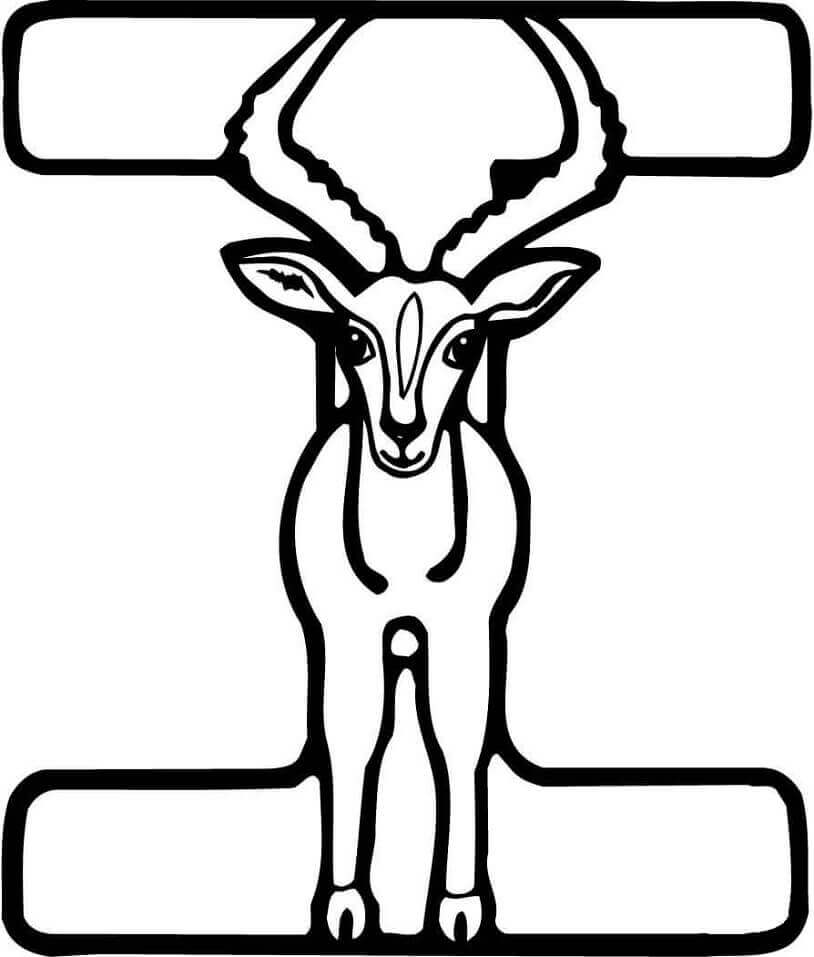 Dibujo de Letra I Animal para Colorear
