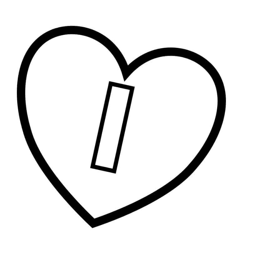 Dibujo de Letra I en corazón para Colorear