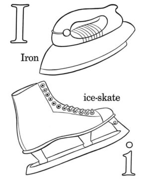 Dibujo de Letra I Patinaje Sobre Hielo para Colorear