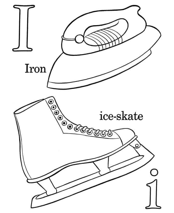 Dibujo de Letra I Patinaje Sobre Hielo para Colorear
