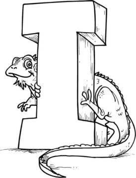 Dibujo de Letra I Reptil para Colorear