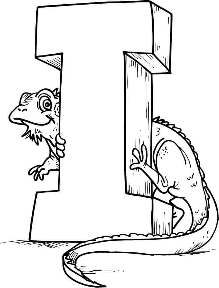 Dibujo de Letra I Reptil para Colorear