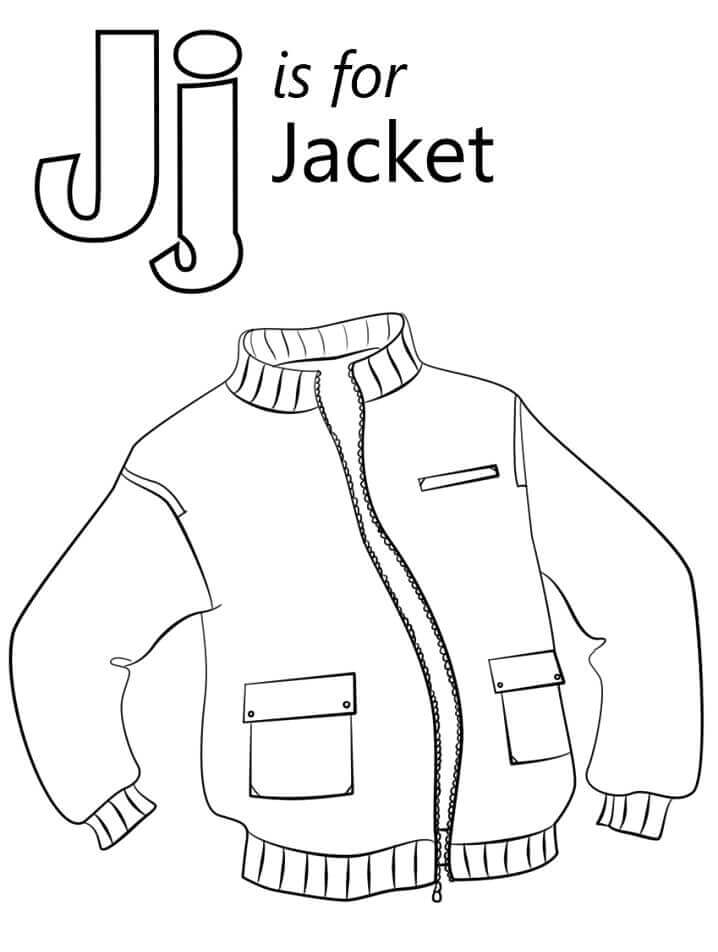 Dibujo de Chaqueta Letra J para Colorear