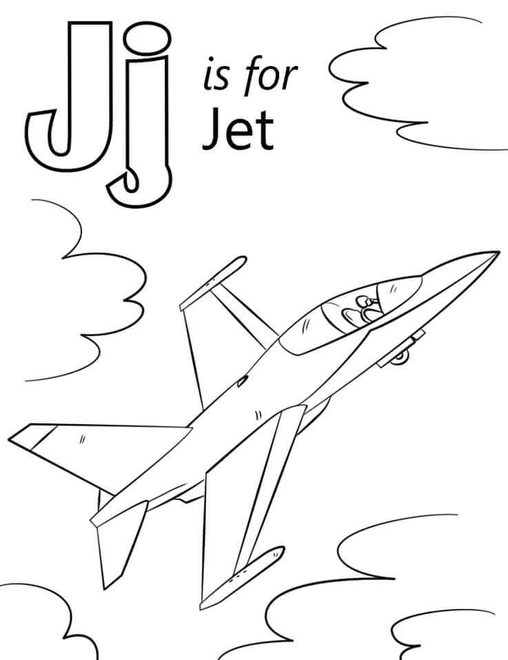 Dibujo de Jet Letra J para Colorear
