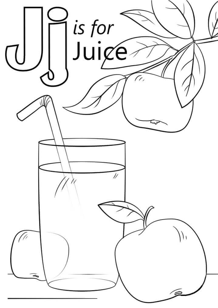 Dibujo de Jugo Letra J para Colorear