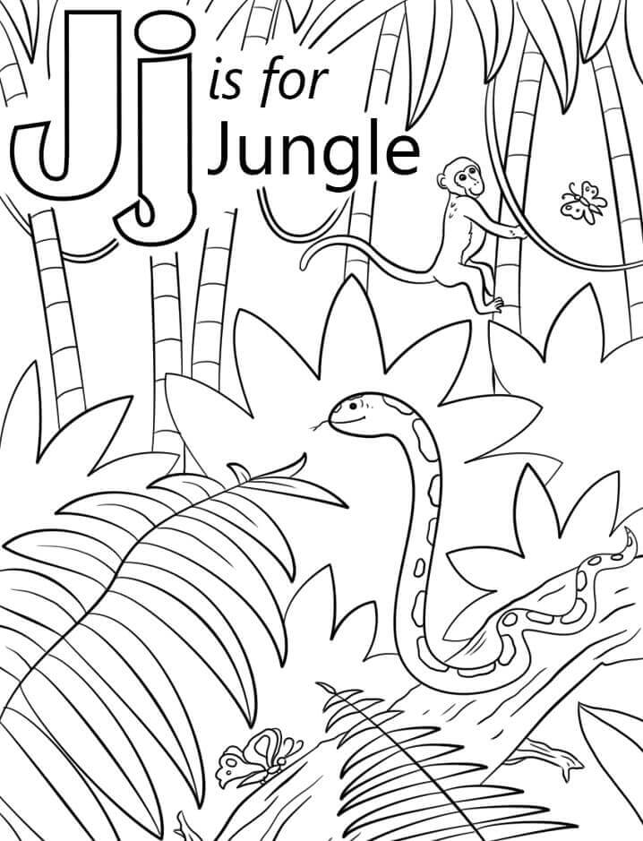 Dibujo de Letra de la Selva J para Colorear