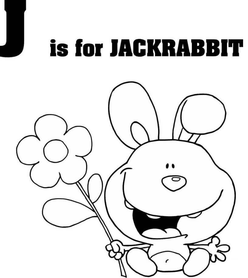 Dibujo de Letra de Liebre J para Colorear