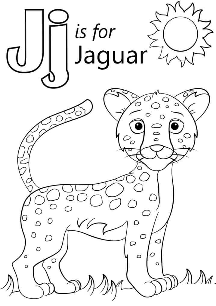 Dibujo de Letra J de Jaguar para Colorear