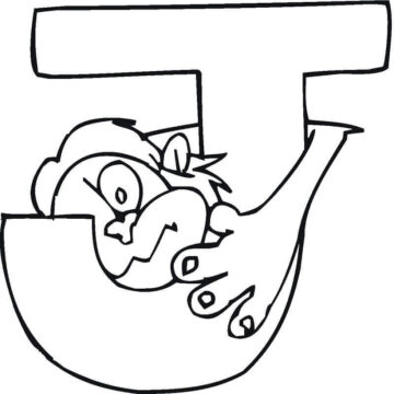 Dibujo de Letra J Mono para Colorear