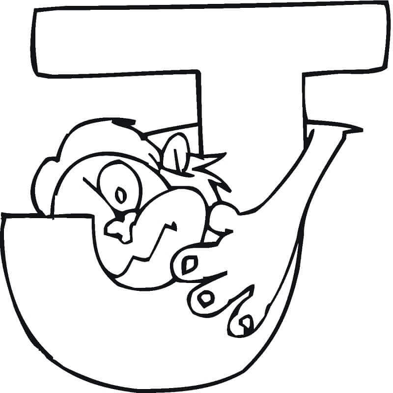 Dibujo de Letra J Mono para Colorear