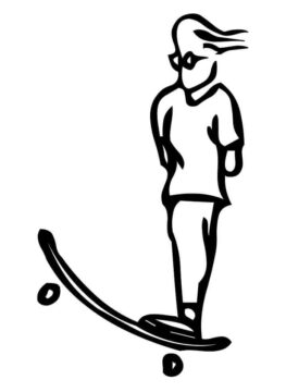 Dibujo de Letra J Personas en Patineta para Colorear