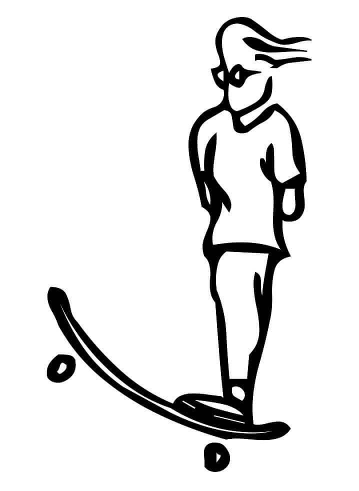 Dibujo de Letra J Personas en Patineta para Colorear