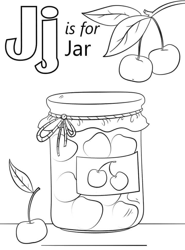 Dibujo de Tarro Letra J para Colorear