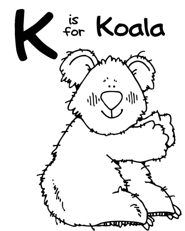 Dibujo de La Letra K Es para Koala para Colorear