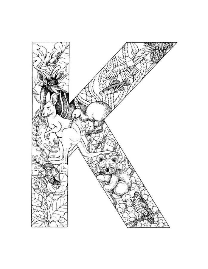 Dibujo de La Letra K Es para Adulto para Colorear