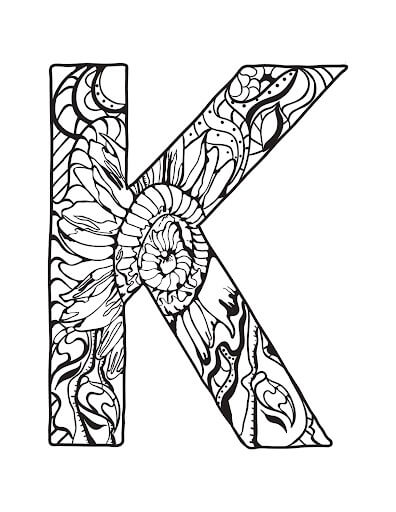 Dibujo de Letra K Duro para Colorear