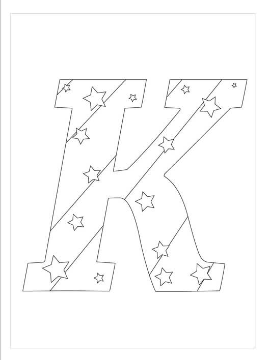 Dibujo de Letra K Estrella para Colorear