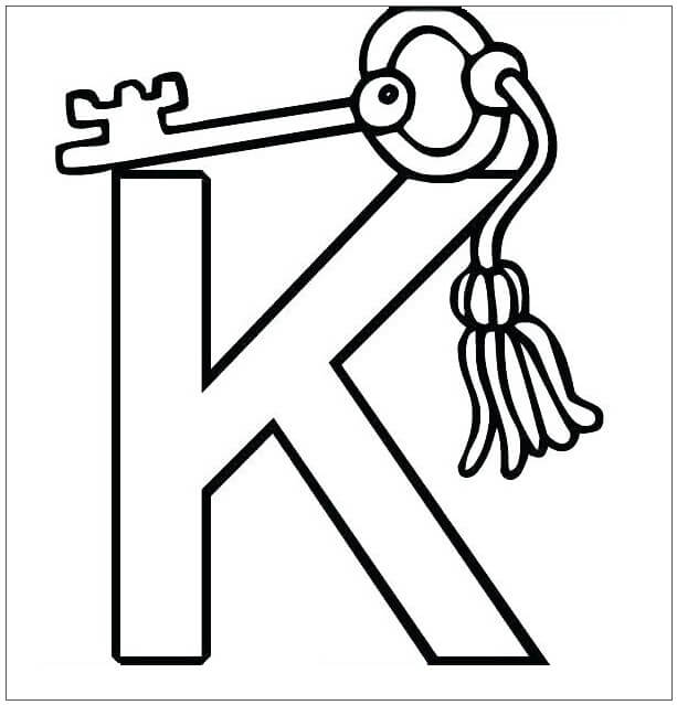 Dibujo de Letra K con Llave para Colorear