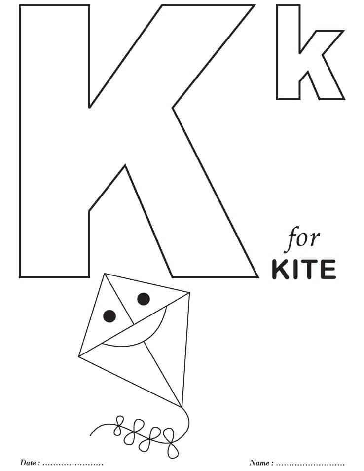 Dibujo de Letra K para Cometa para Colorear