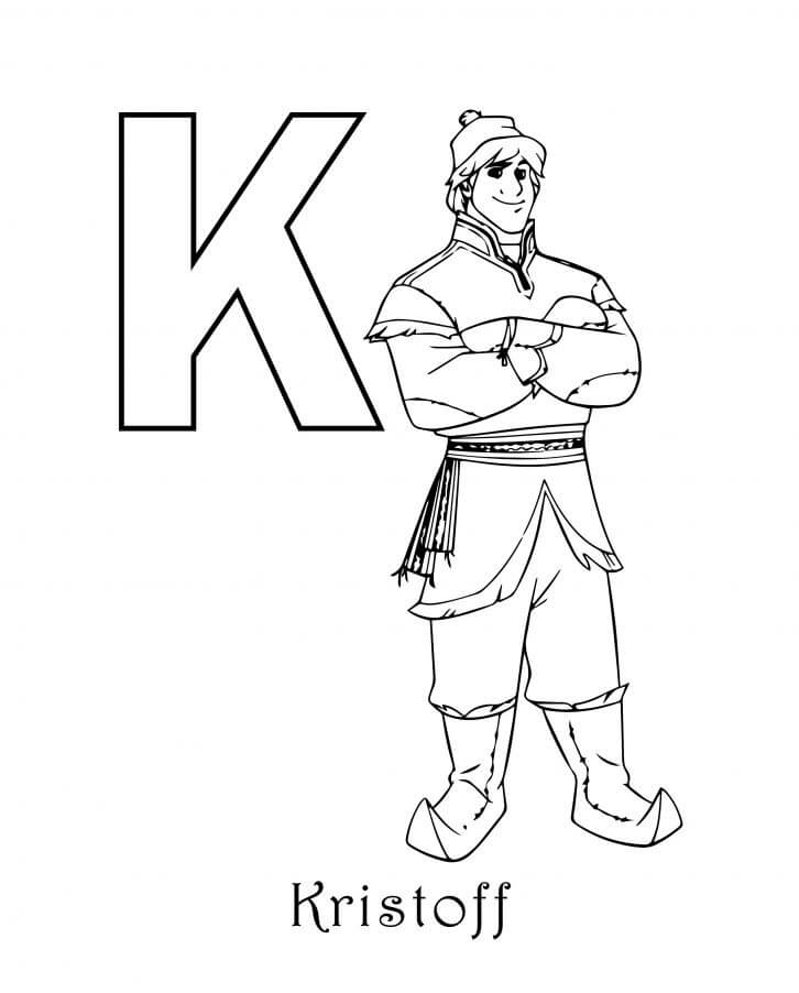 Dibujo de Letra K y Kristoff para Colorear