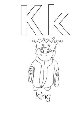 Dibujo de Letra K y Rey para Colorear