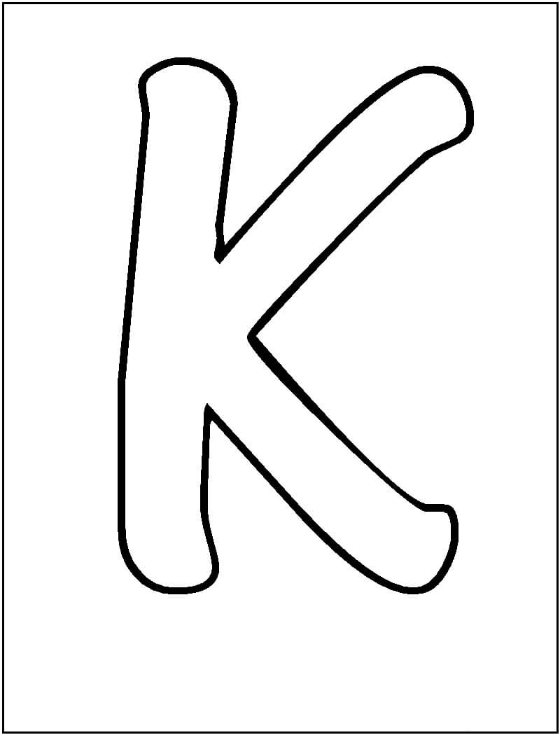 Dibujo de Letra Normal K para Colorear