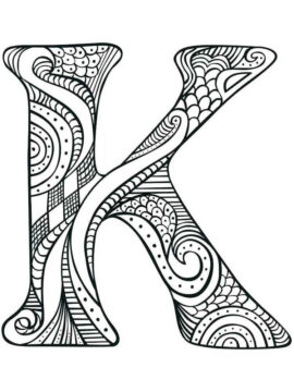 Dibujo de Mandala Letra K para Colorear